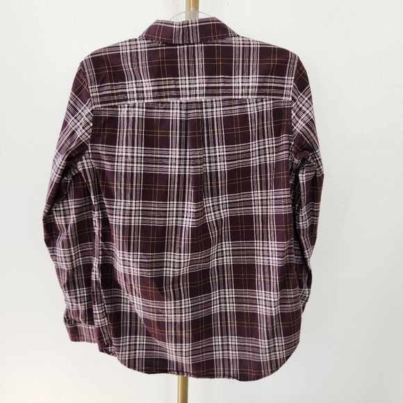 Carhartt Long Sleeve Button Front Shirt Womens Size Medium 8-10 Maroon Plaid - Picture 6 of 6